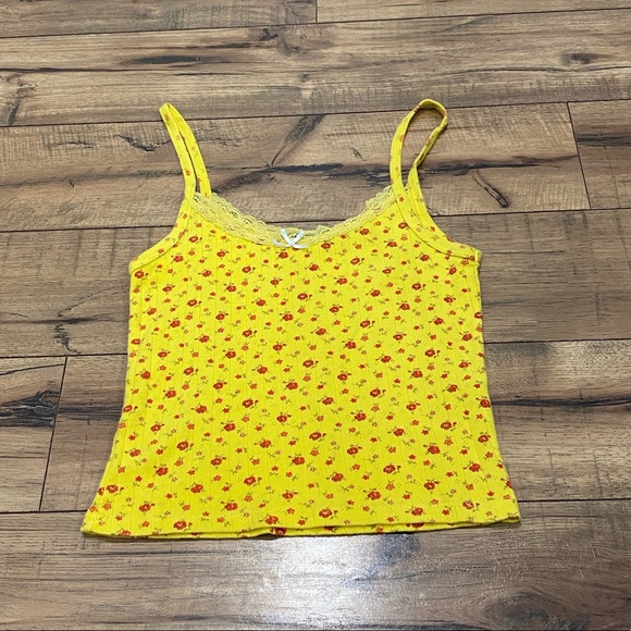Brandy Melville Tops - Brandy Melville yellow floral tank